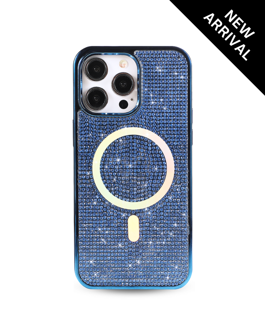 Blue Crystal Glam MagSafe Phone Case